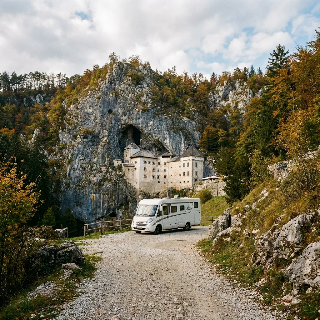 Camperreis naar Predjamski grad, Slovenië