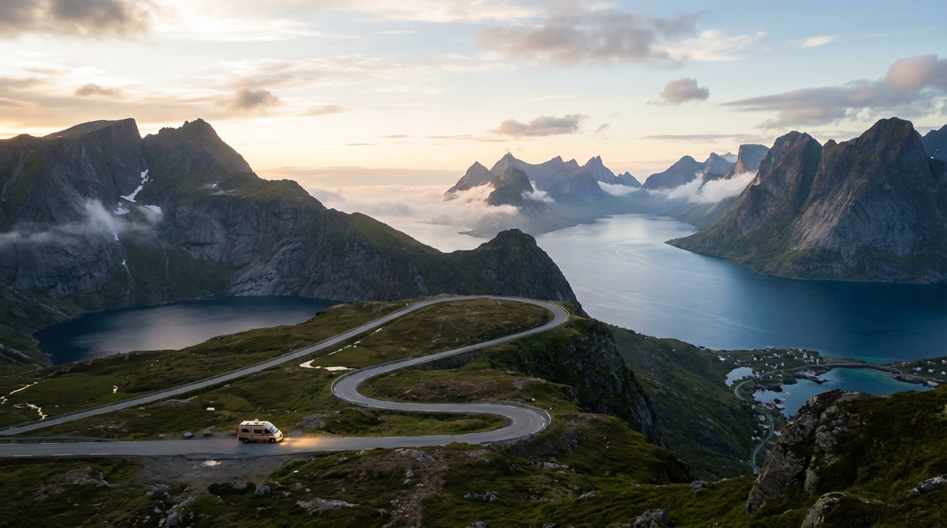 Motorhome in beautiful landscape