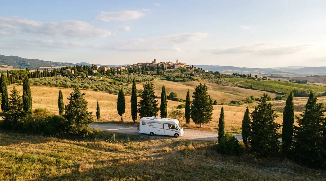 Camper route Tuscany & Umbria: hills, wine and medieval towns