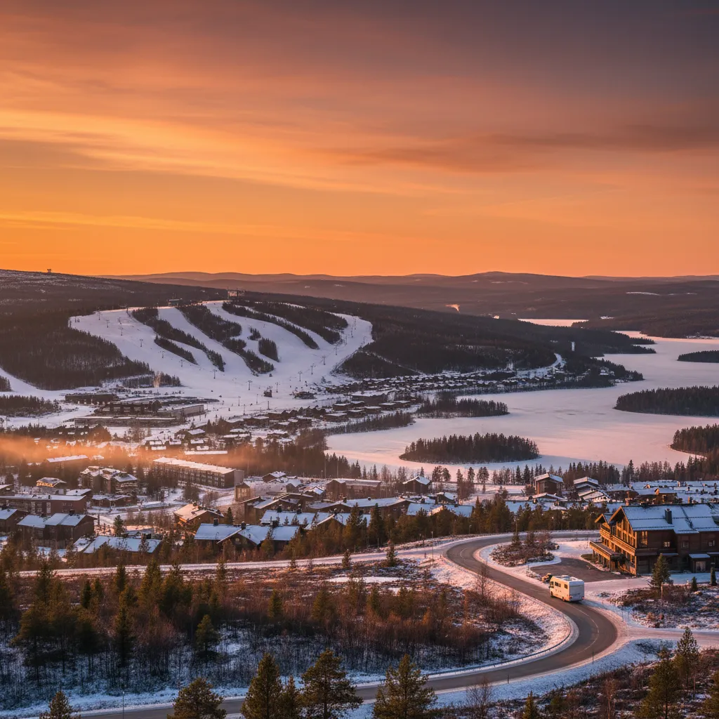 Levi in Finnish Lapland — midnight sun above the treeline